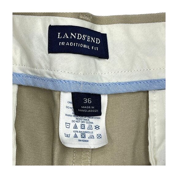 Lands' End Chino Pants 36 Khaki Traditional Fit High-Rise Formal Straight Leg - Picture 2 of 6